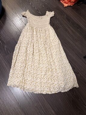 Urban Outfitters Cream Dress with Yellow Floral Print